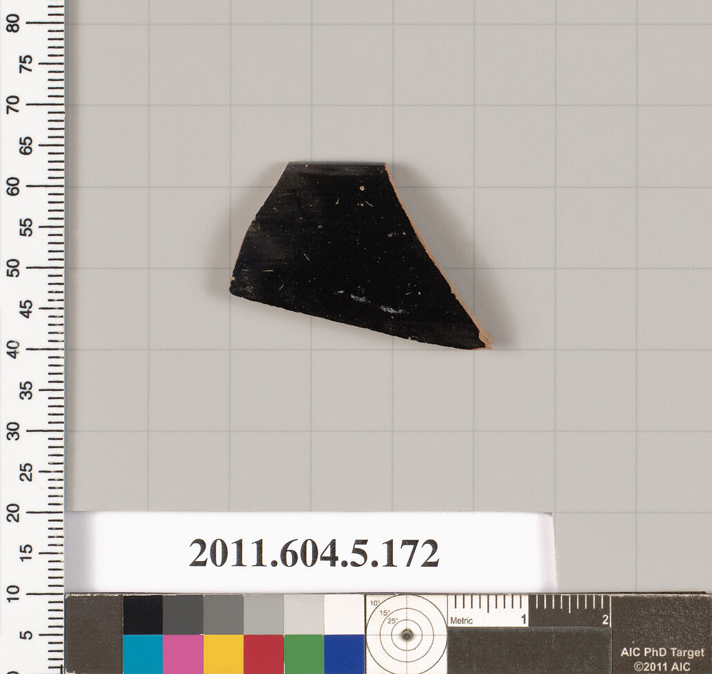 Terracotta rim fragment of a kylix (drinking cup), Terracotta, Greek, Attic 