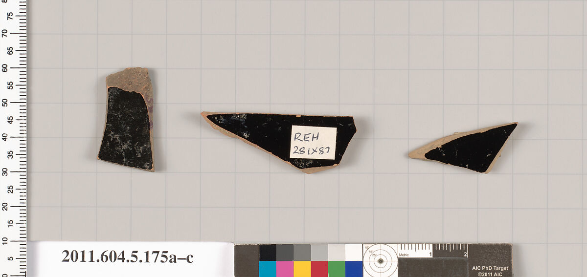Terracotta fragments of kylikes (drinking cups), Terracotta, Greek, Attic