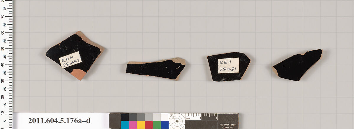 Terracotta fragments of kylikes (drinking cups), Terracotta, Greek, Attic