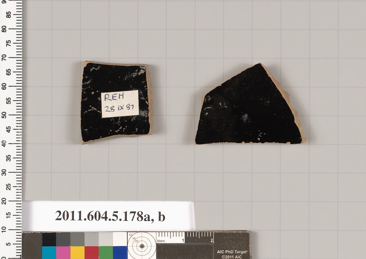 Terracotta fragments of kylikes (drinking cups), Terracotta, Greek, Attic