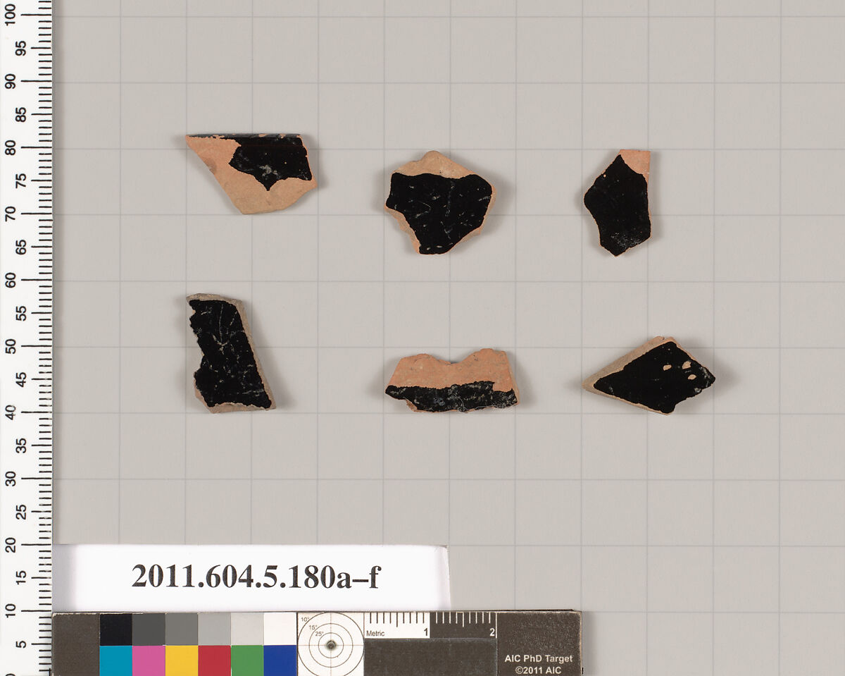 Terracotta fragments of kylikes (drinking cups), Terracotta, Greek, Attic