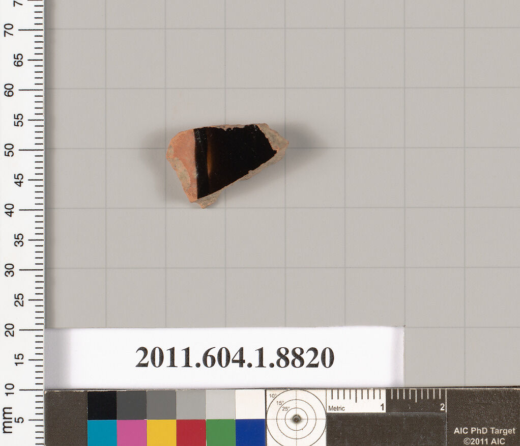 Terracotta fragment of a kylix (drinking cup), Terracotta, Greek, Attic