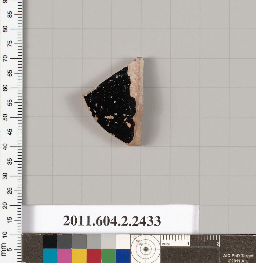Terracotta fragment of an oinochoe: chous (jug)?, Terracotta, Greek, Attic 