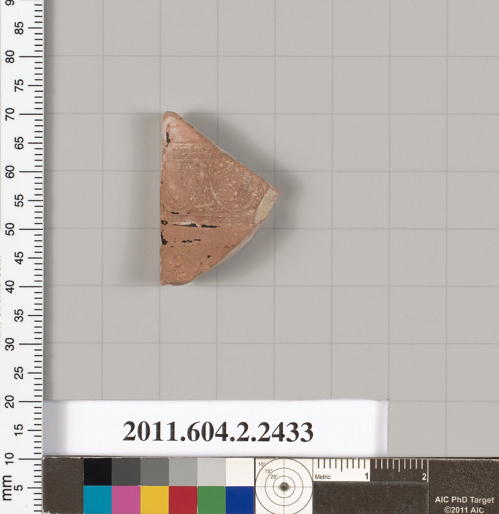 Terracotta fragment of an oinochoe: chous (jug)?, Terracotta, Greek, Attic