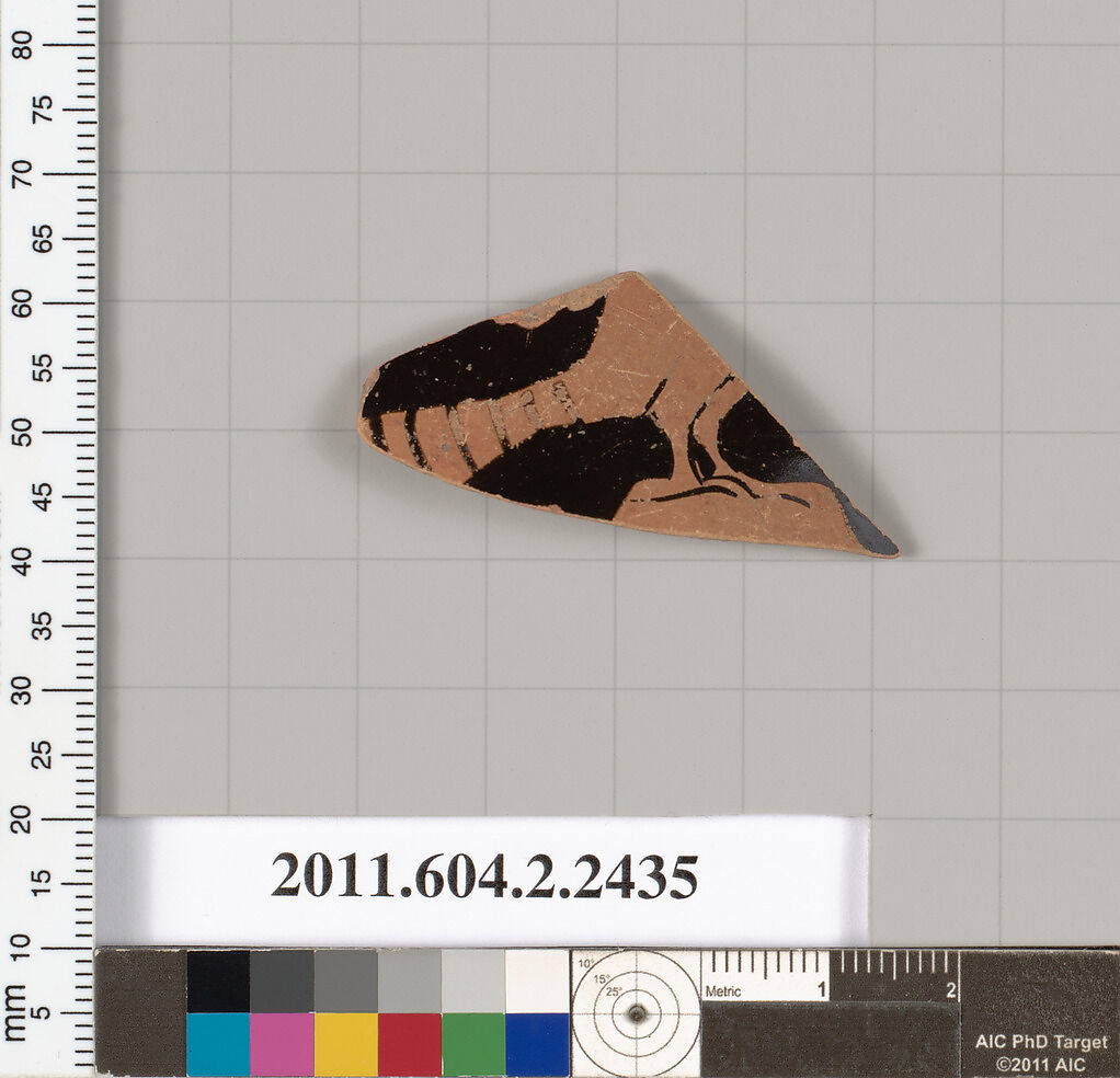 Terracotta fragment of a skyphos (deep drinking cup)?, Terracotta, Greek, Attic 