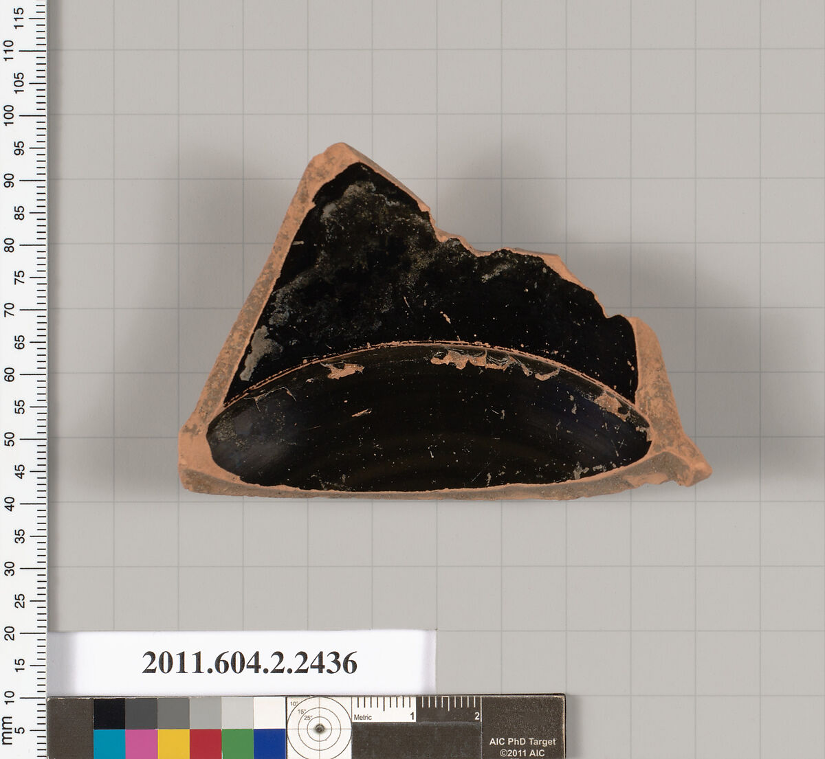 Terracotta fragment of a kantharos (drinking cup with high handles), Terracotta, Greek, Attic