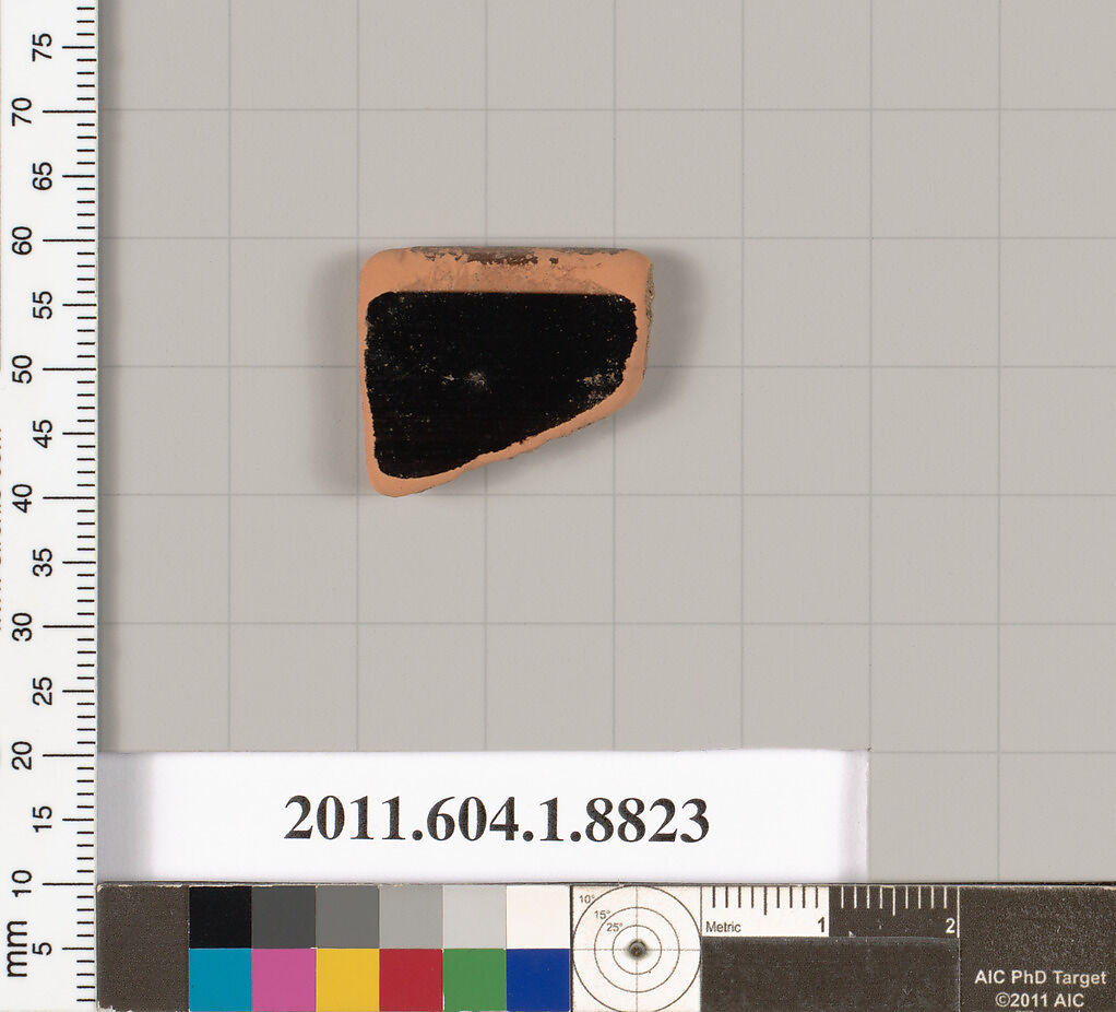 Terracotta rim fragment of a kylix (drinking cup), Terracotta, Greek, Attic