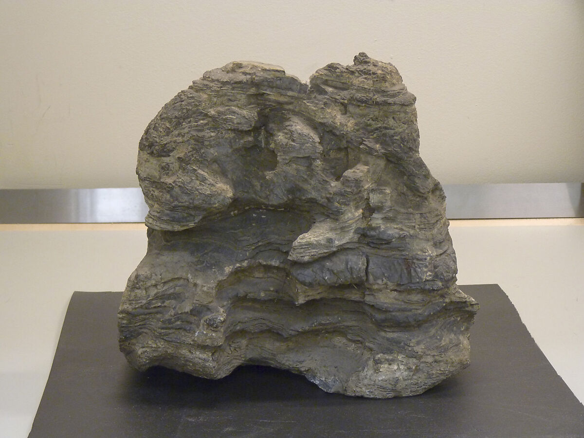Scholar's Rock, Limestone; wood stand, China 