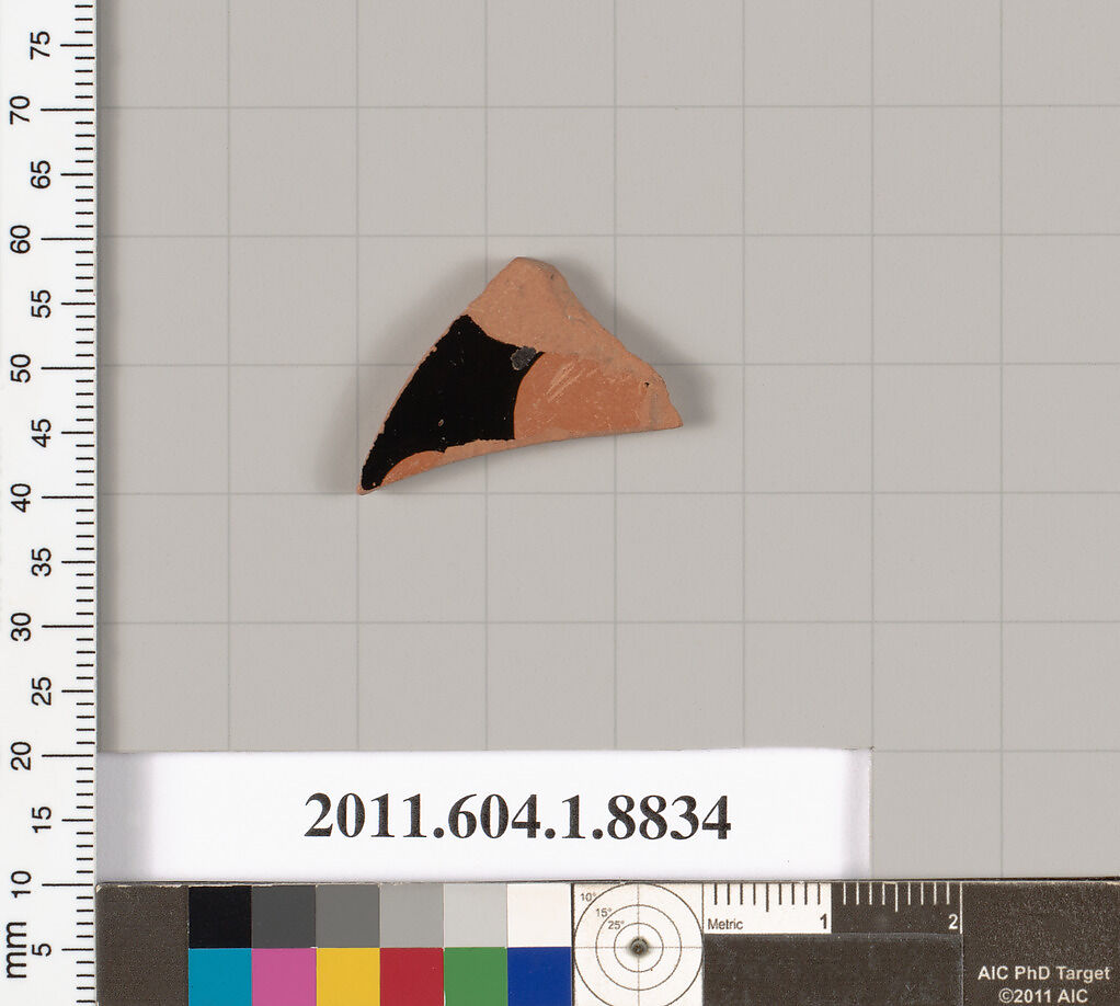 Terracotta fragment of a kylix (drinking cup), Terracotta, Greek, Attic