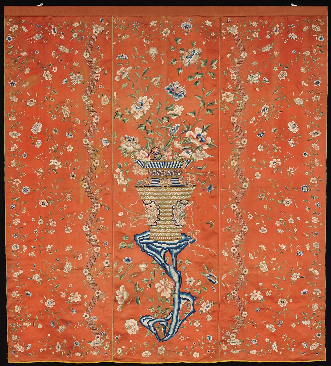 Double-sided Hanging, Silk embroidery on silk satin, China, for the European market