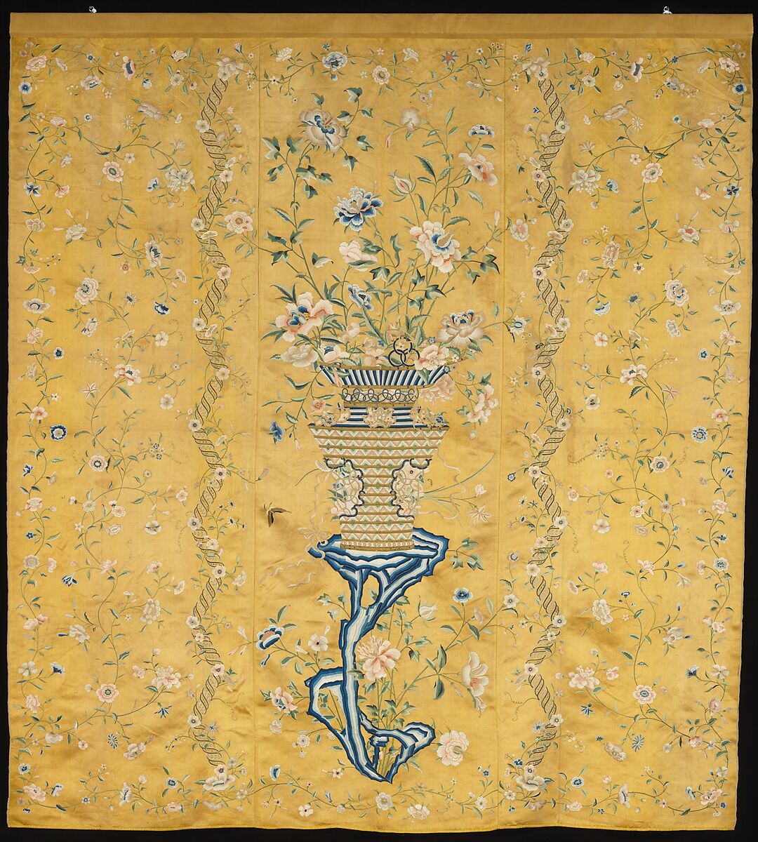Double-sided Hanging, Silk satin embroidered with silk, China, for the European market 