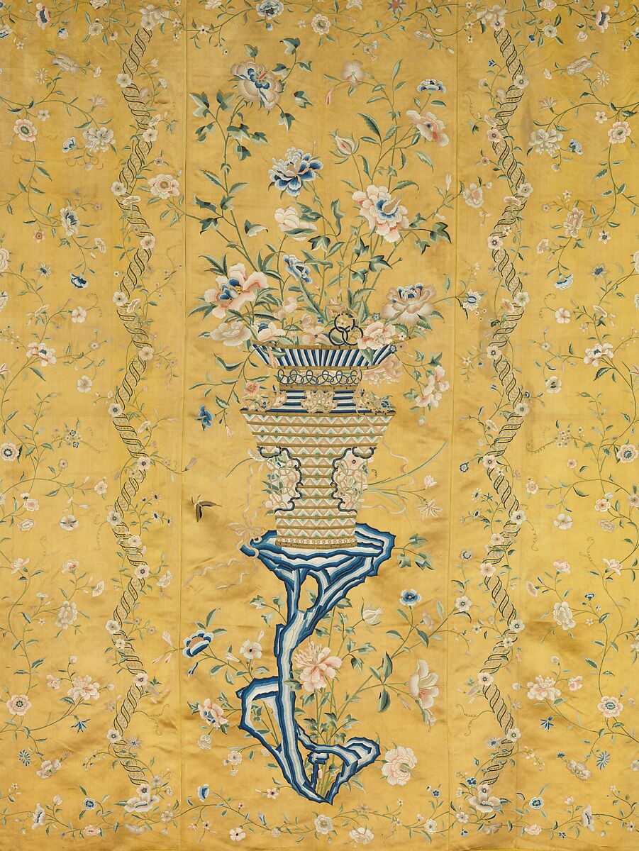 Double-sided Hanging, Silk embroidery on silk satin, China, for the European market