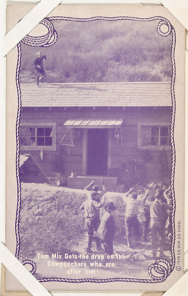 Tom Mix Gets the drop on the Cowpunchers from Western Stars -- Special Sets Exhibits series (W414), Exhibit Supply Company, Commercial color photolithograph 
