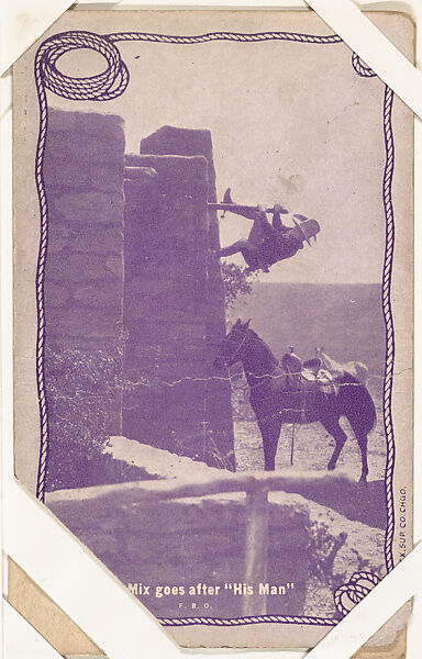 Tom Mix goes after "His Man" from Western Stars -- Special Sets Exhibits series (W414), Exhibit Supply Company, Commercial color photolithograph 