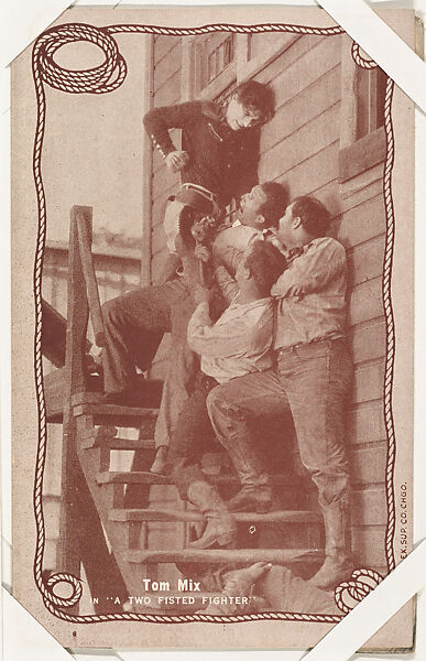 Tom Mix in "A Two Fisted Fighter" from Western Stars -- Special Sets Exhibits series (W414), Exhibit Supply Company, Commercial color photolithograph 