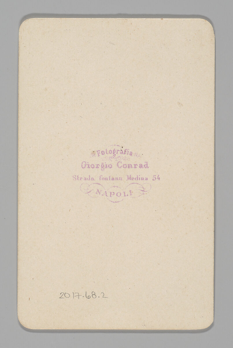 [Studio Portrait: Man Holding Decorative Stick with Italian Flag, Naples], Giorgio Conrad (Italian (born Switzerland), 1827–1889), Albumen silver print with applied color