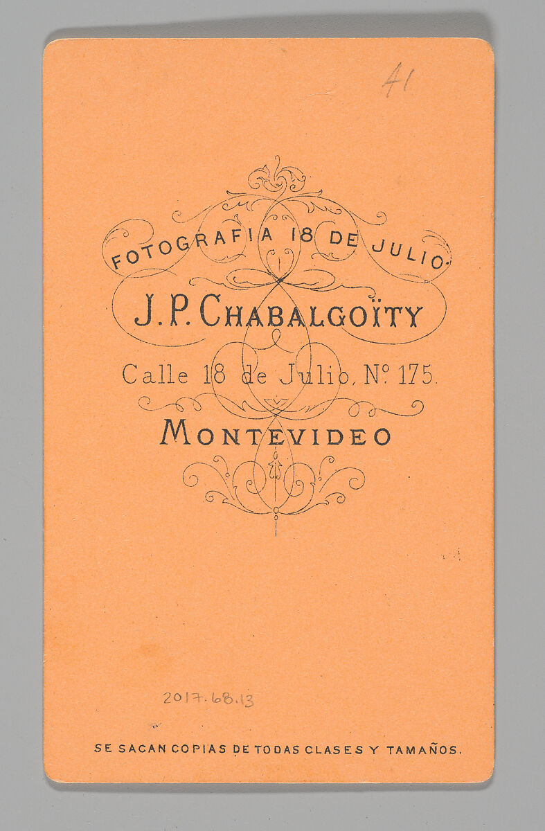 [Photo Collage: Musician Playing Horn], Juan Pedro Chabalgoity (Uruguayan, 1848–1909), Albumen silver print, lithograph
