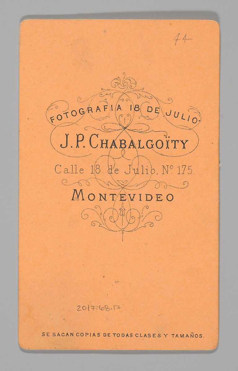 [Photo Collage: Musician Playing Trombone], Juan Pedro Chabalgoity (Uruguayan, 1848–1909), Albumen silver print, lithograph