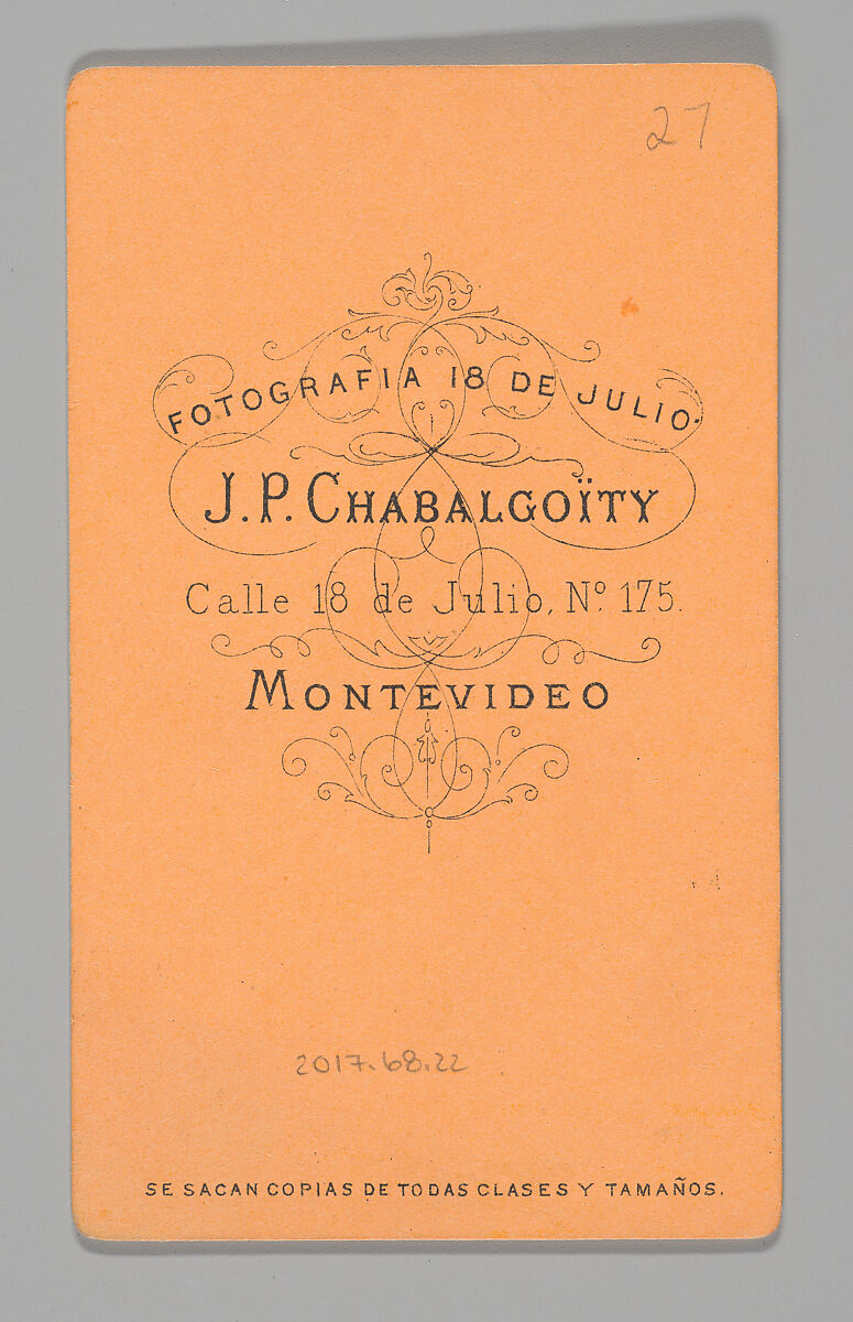 [Photo Collage: Man Wearing Blue Top Hat], Juan Pedro Chabalgoity (Uruguayan, 1848–1909), Albumen silver print, lithograph