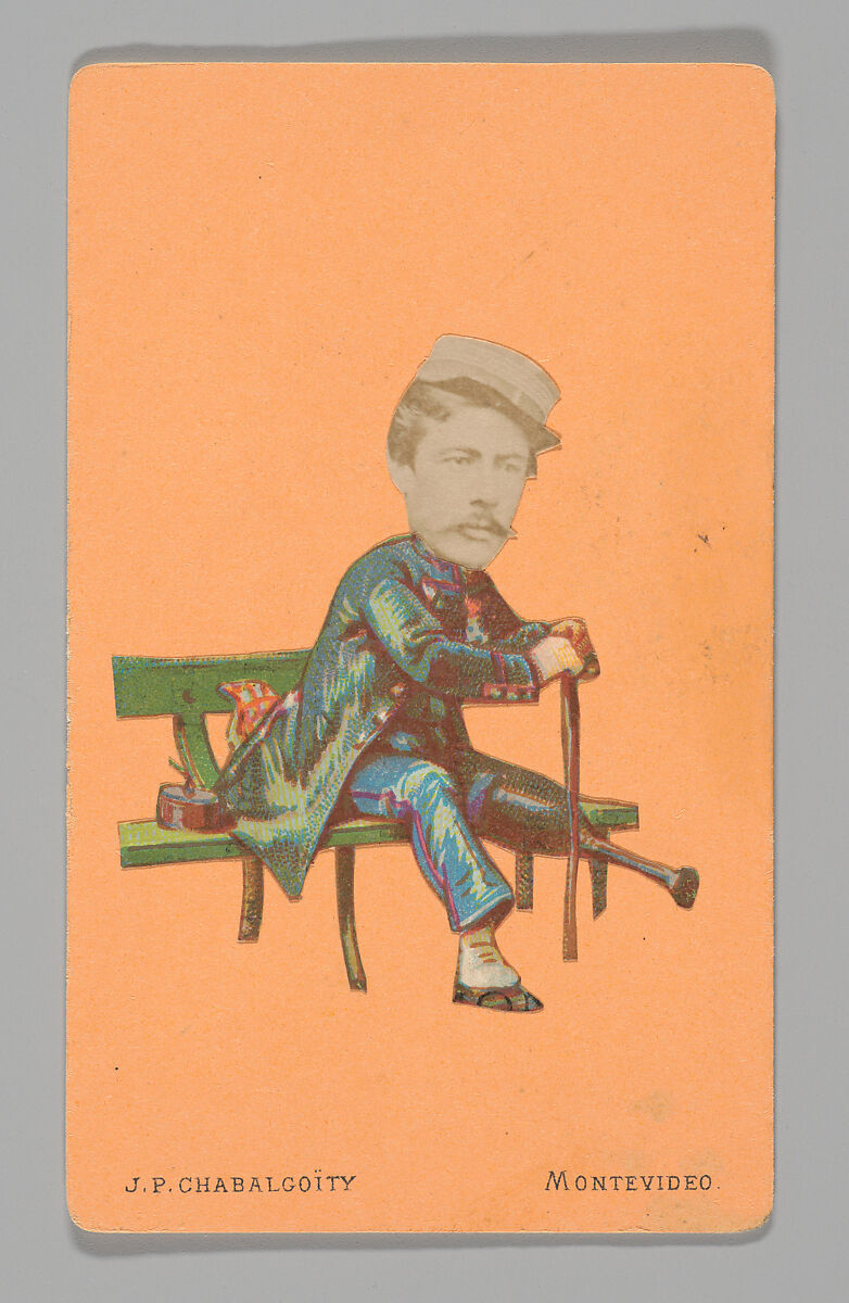 [Photo Collage: Man with Prosthetic Leg], Juan Pedro Chabalgoity (Uruguayan, 1848–1909), Albumen silver print, lithograph 