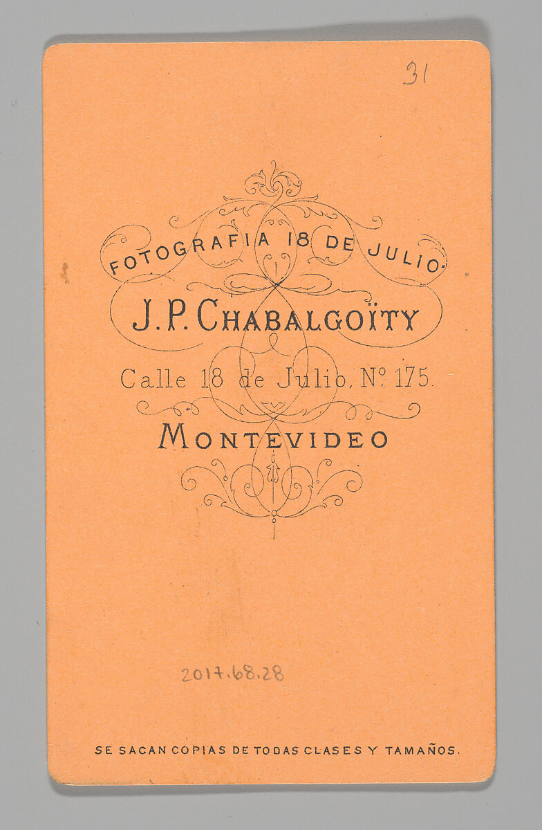 [Photo Collage: Man with Prosthetic Leg], Juan Pedro Chabalgoity (Uruguayan, 1848–1909), Albumen silver print, lithograph