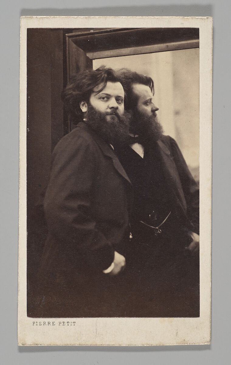 [Studio Portrait: Self-Portrait Standing by a Mirror], Pierre Petit (French, Aups 1832–1909 Paris), Albumen silver print 