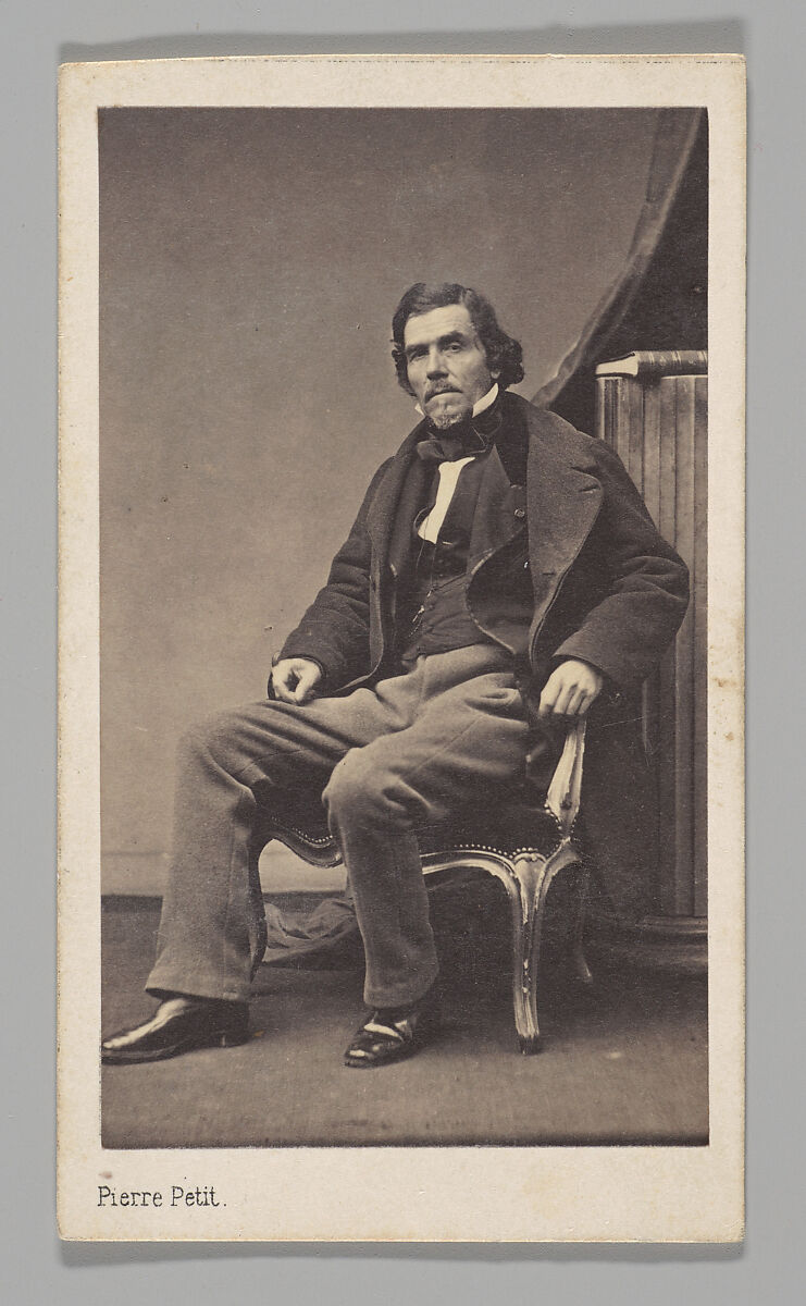 [Studio Portrait: Eugène Delacroix Seated in Chair], Pierre Petit (French, Aups 1832–1909 Paris), Albumen silver print 