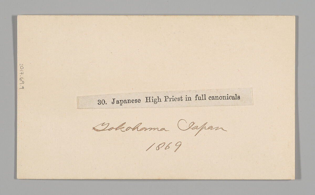 [Japanese High Priest in Full Canonicals], Attributed to Felice Beato (British (born Italy), Venice 1832–1909 Luxor), Albumen silver print with applied color