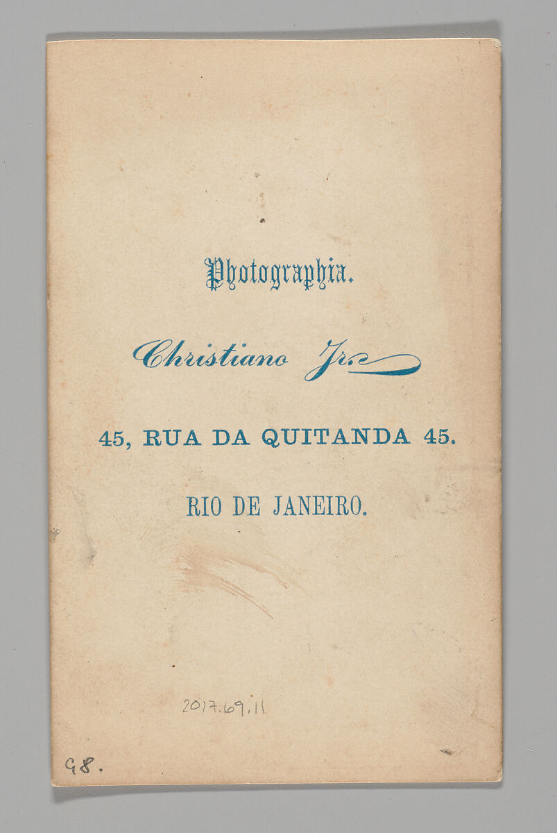 [Studio Portrait: Man Standing with Swollen Leg and Foot Caused by Elephantiasis, Brazil], Christiano Junior (Portuguese, active Argentina, 1832–1902), Albumen silver print