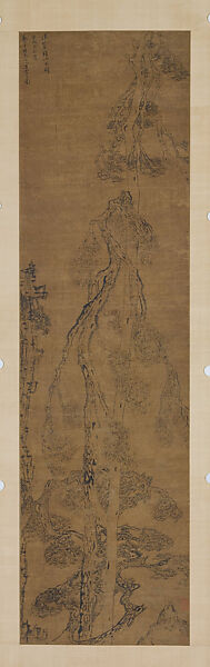 Pines and Rock, Huang Daozhou (Chinese, 1585–1646), Hanging scroll; ink on silk, China 
