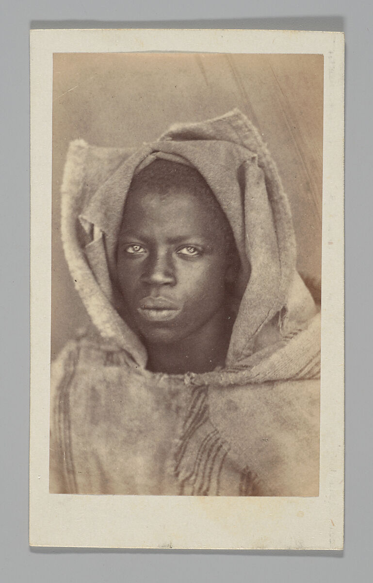 [Studio Portrait: Boy with Hood, Algeria], Unknown, Albumen silver print 