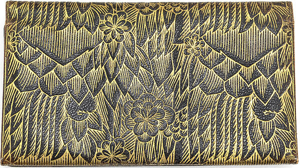 Gilded leather wallet, Wiener Werkstätte, Goat leather, gold hand-printed gilding 