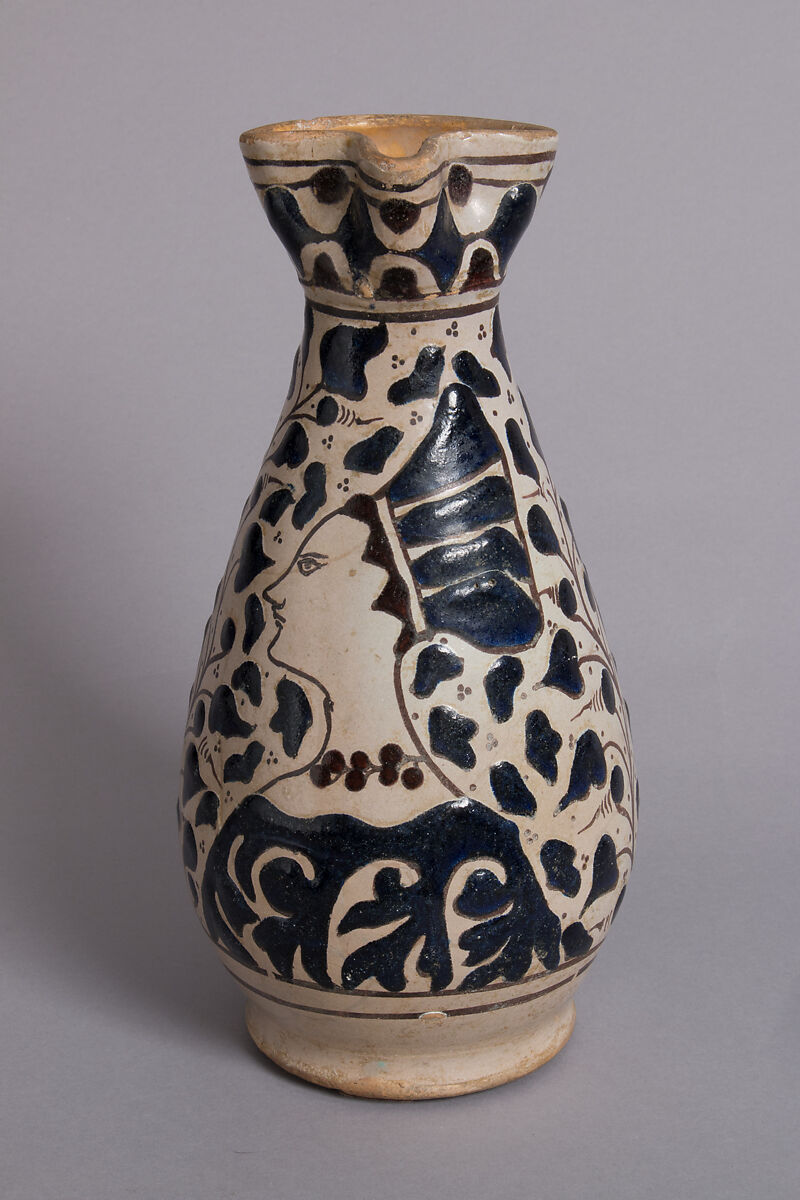 Jug with Finely-Dressed Woman, Tin-glazed earthenware, Central Italian