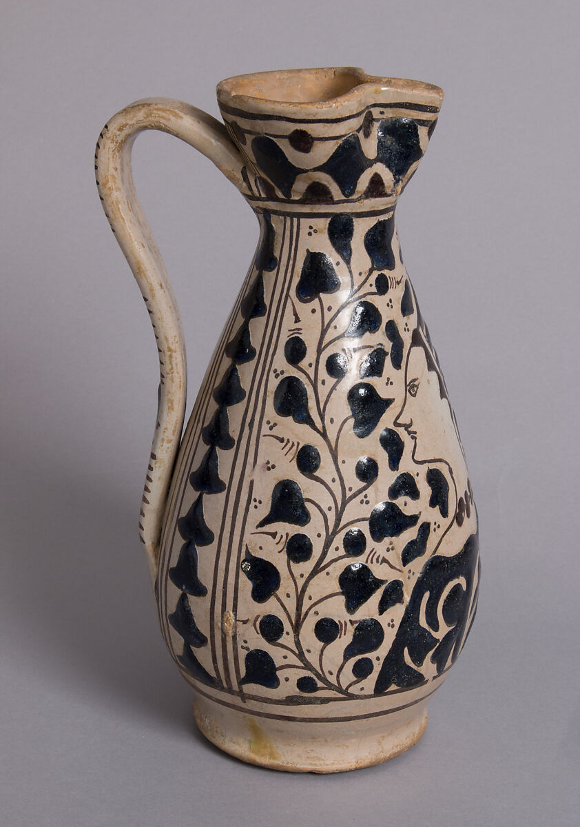 Jug with Finely-Dressed Woman, Tin-glazed earthenware, Central Italian