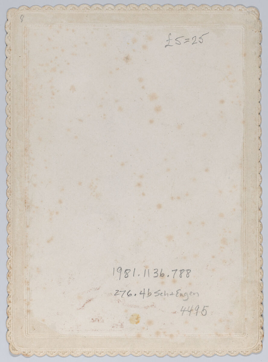 Valentine, Kate Greenaway (British, London 1846–1901 London), White card stock with gilt and scalloped borders; chromolithography