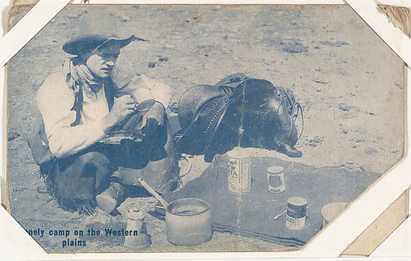 Lonely camp on the Western plains from Indians and Western Scenes series (W417), Exhibit Supply Company, Commercial color photolithograph 