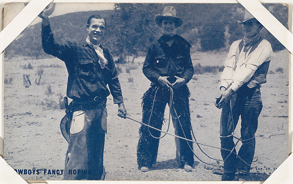 Cowboys fancy roping from Indians and Western Historical Scenes series (W417), Exhibit Supply Company, Commercial color photolithograph 