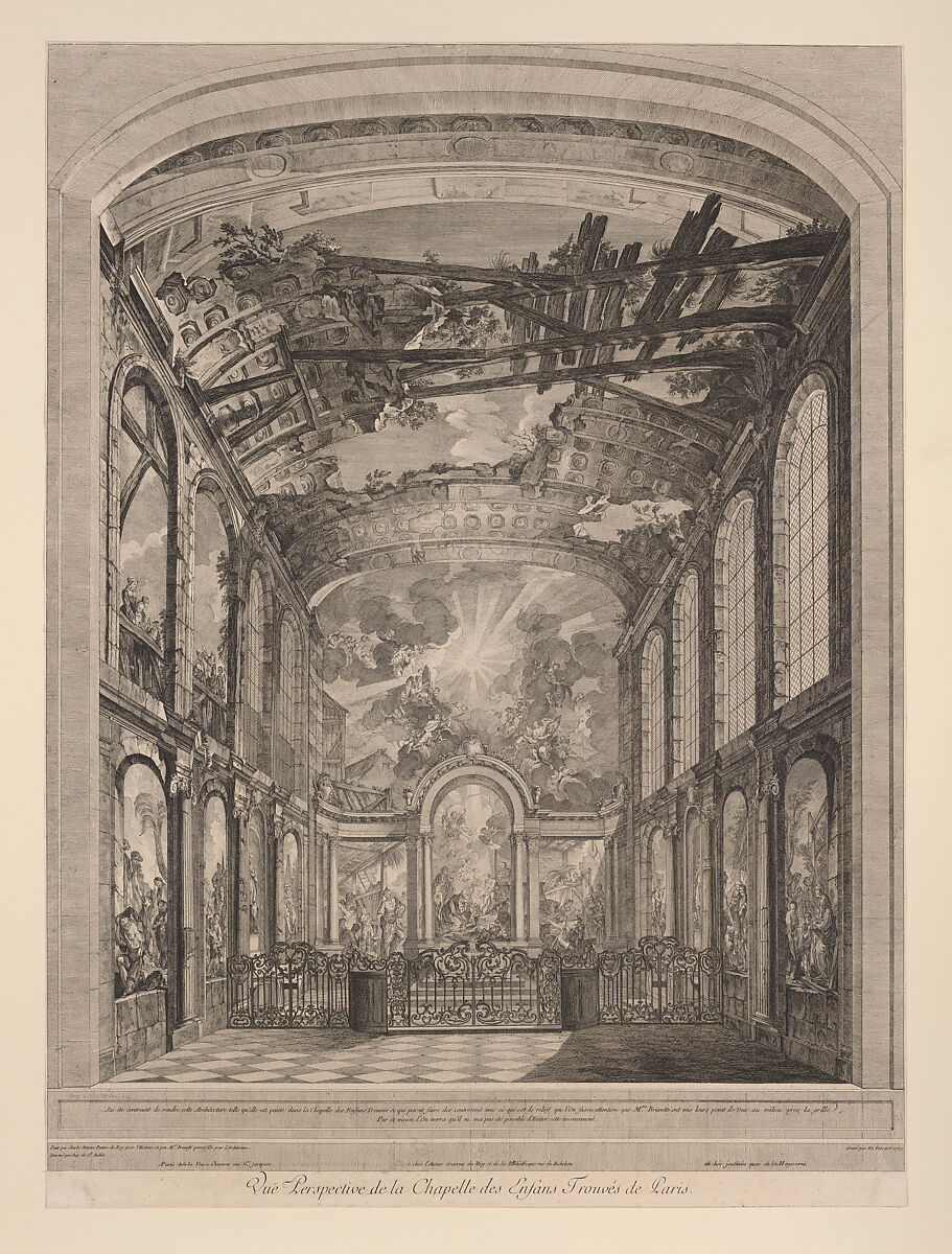 Interior view of the Enfants Trouvés, Etienne Fessard (French, Paris 1714–1777 Paris), Etching 