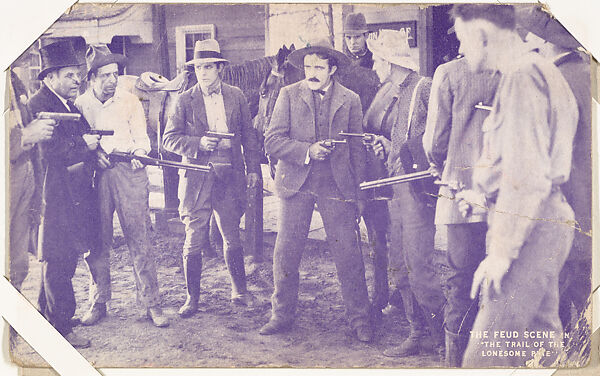 The Feud Scene in "The Trail of the Lonesome Pine" from Western Stars or Scenes Exhibit Cards series (W412), Exhibit Supply Company, Commercial color photolithograph 