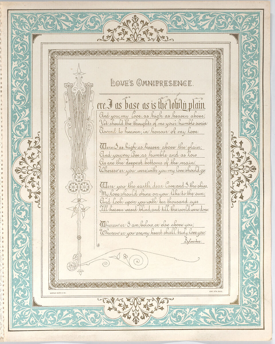 Valentine, After Walter Crane (British, Liverpool 1845–1915 Horsham), White card stock with gilding; chromolithography, gold lithography, openwork lace paper