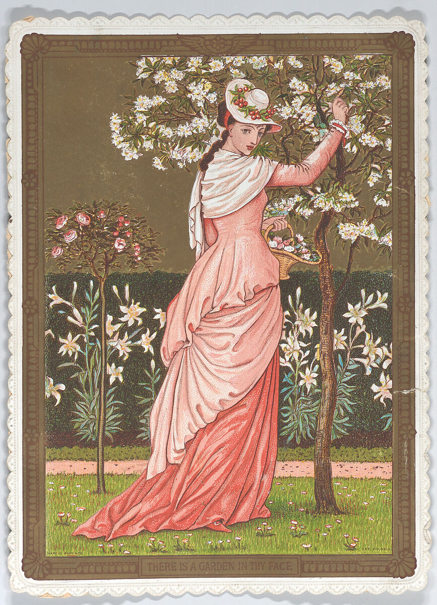 Valentine, Walter Crane (British, Liverpool 1845–1915 Horsham), White card stock with gilding; chromolithography, gold lithography 