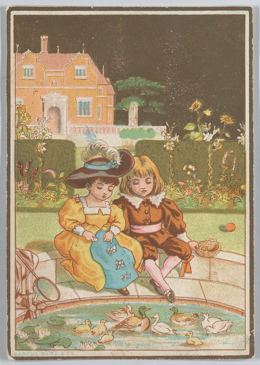 Valentine, Kate Greenaway (British, London 1846–1901 London), White card stock with gilding; chromolithography, gold lithography 
