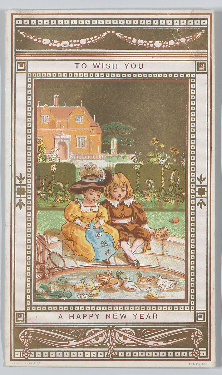 Valentine, Kate Greenaway (British, London 1846–1901 London), White card stock with gilding; chromolithography, gold lithography 