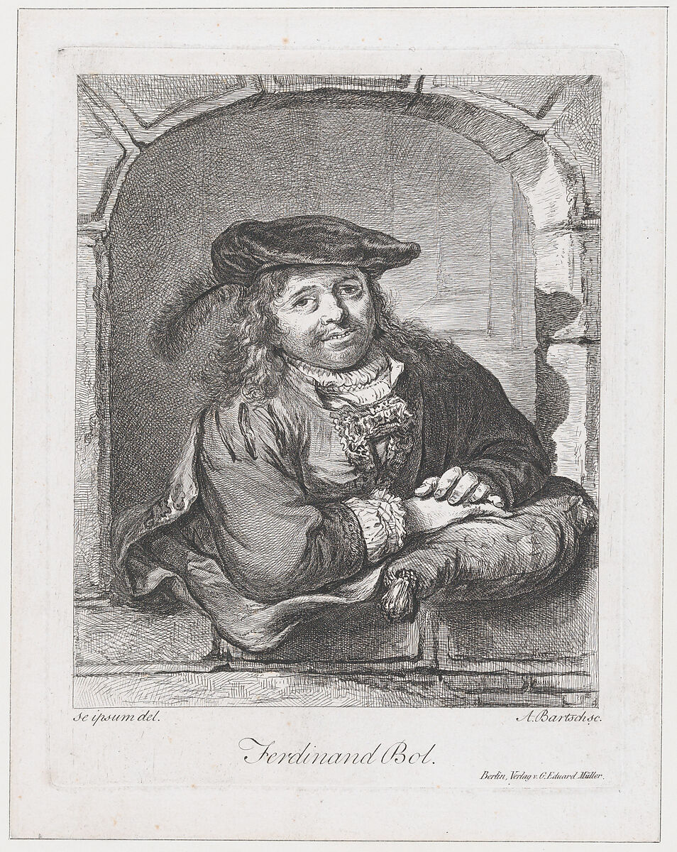 Portrait of Ferdinand Bol, Adam von Bartsch (Austrian, Vienna 1757–1821 Vienna), Etching and engraving; fourth state of five 