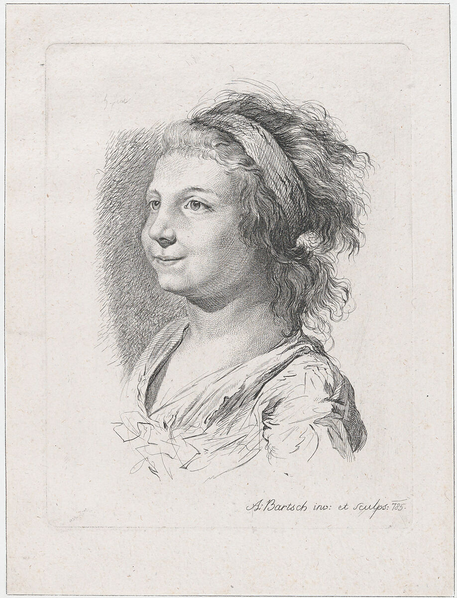 Portrait of Maria Anna Schaubach, Adam von Bartsch (Austrian, Vienna 1757–1821 Vienna), Etching and engraving; second state of two (Rieger) 