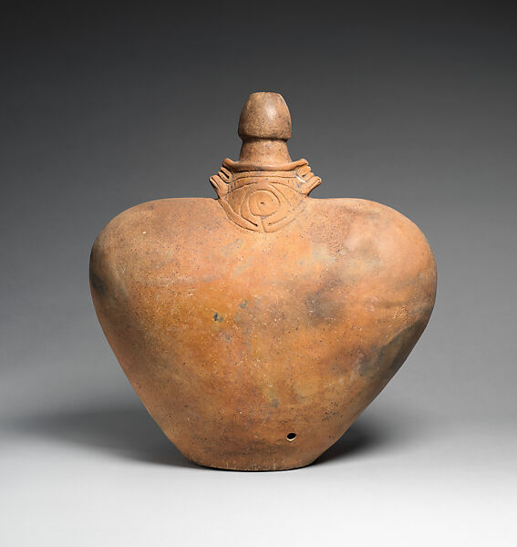 Heart-Shaped Bottle with Phallic Spout, Ceramic, Taíno 