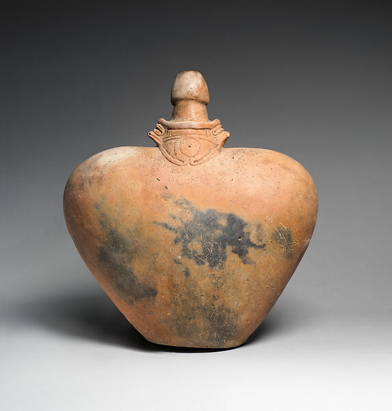 Heart-Shaped Bottle with Phallic Spout, Taíno artist(s), Ceramic, Taíno