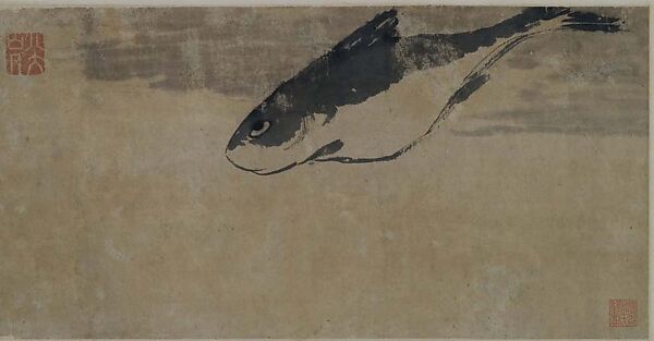 Fish, Bada Shanren (Zhu Da) (Chinese, 1626–1705), Hanging scroll; ink on paper, China 