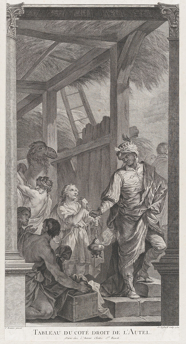 The Chapel of the Enfants-Trouvés in Paris: Le Roi mage Balthazar et sa suite, Etienne Fessard (French, Paris 1714–1777 Paris), Etching and engraving 