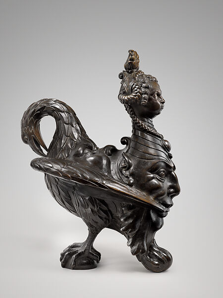 Aeolipile (Steamblower), Bronze with dark patina, silver, Southern German, Augsburg or Bohemian, Prague